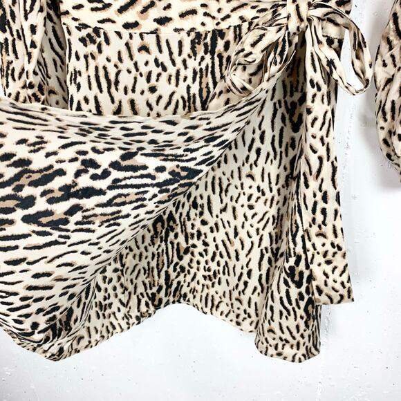 Joie Jaide Leopard Print Mini Wrap Dress Animal Print Belted Lyocell Size Large - Picture 11 of 12